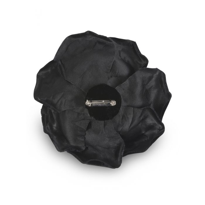 SAINT LAURENT - Small wild rose brooch in crushed velvet and metal