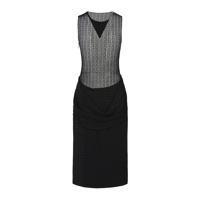 GIVENCHY - Dress in 4G jacquard with tulle and drape