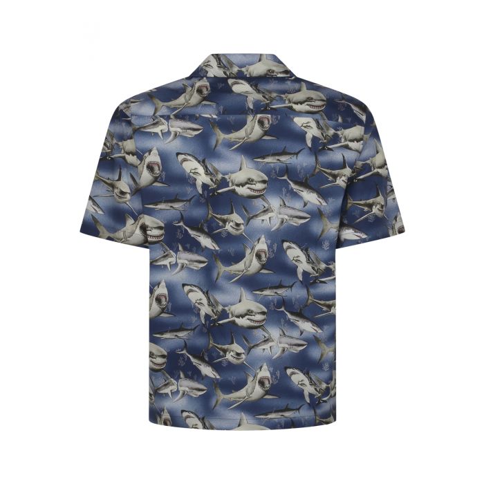 PALM ANGELS - Sharks-print bowling shirt