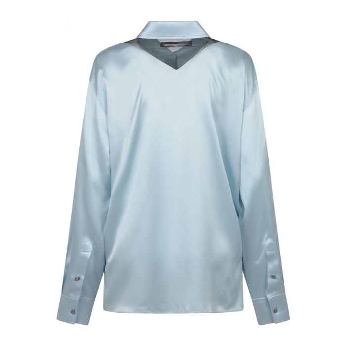 ALEXANDER WANG - OVERSIZED SHIRT WITH TULLE CUT OUT BACK PANEL