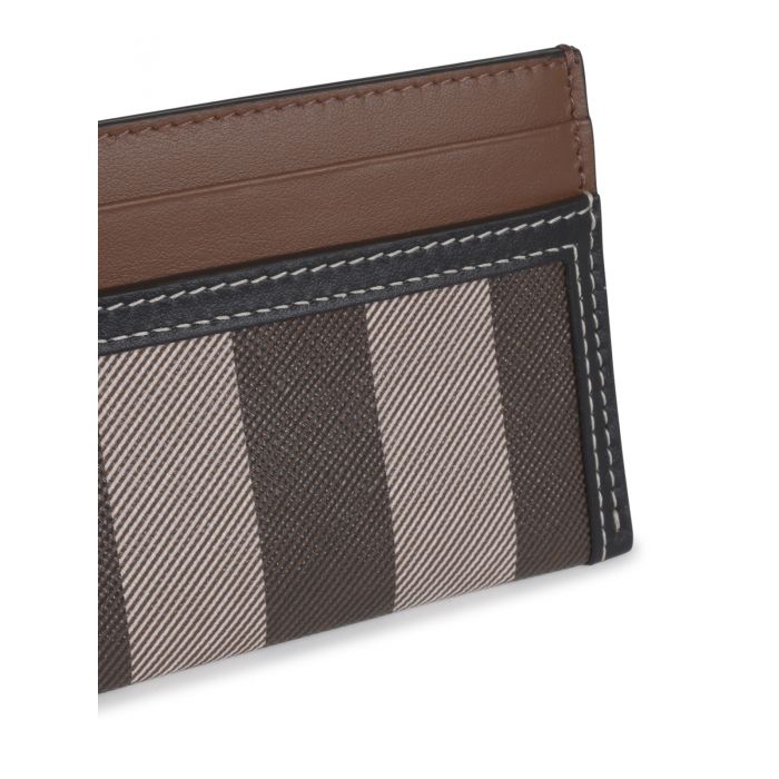 BURBERRY - Check and Two-tone Leather Card Case