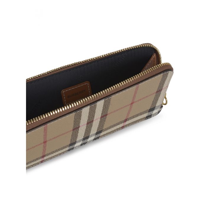 BURBERRY - Large Check Zip Card Case