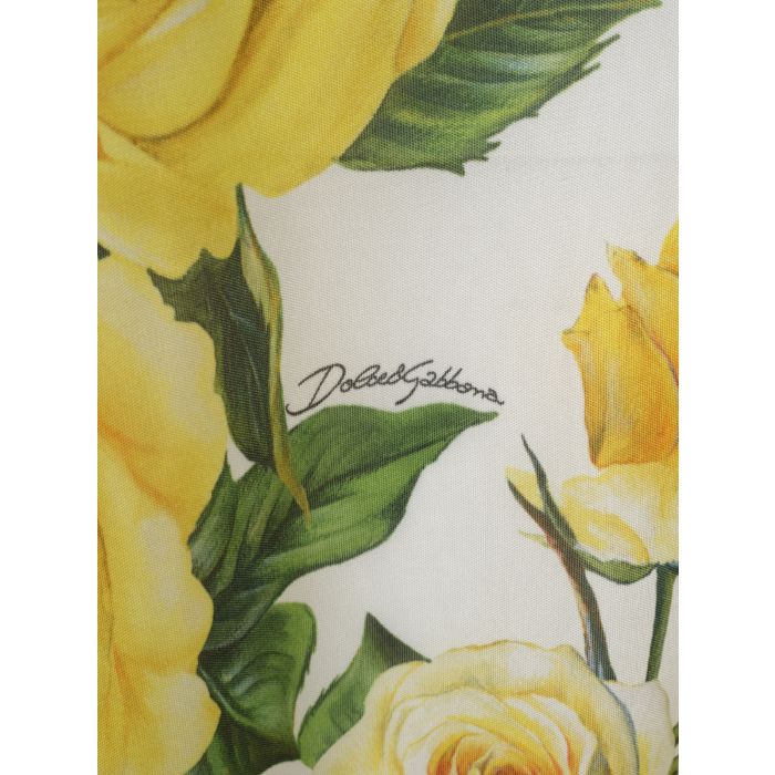DOLCE & GABBANA - Blusa de manga larga de organdí y estampado de rosas amarillas