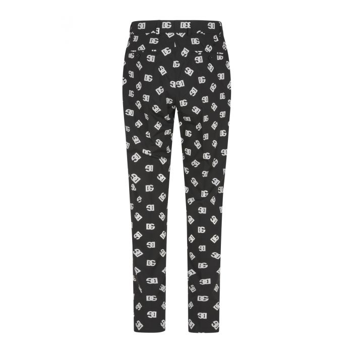 DOLCE & GABBANA - Suit trousers in silk twill with all-over DG Monogram print