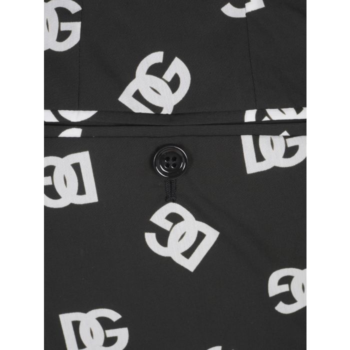 DOLCE & GABBANA - Suit trousers in silk twill with all-over DG Monogram print