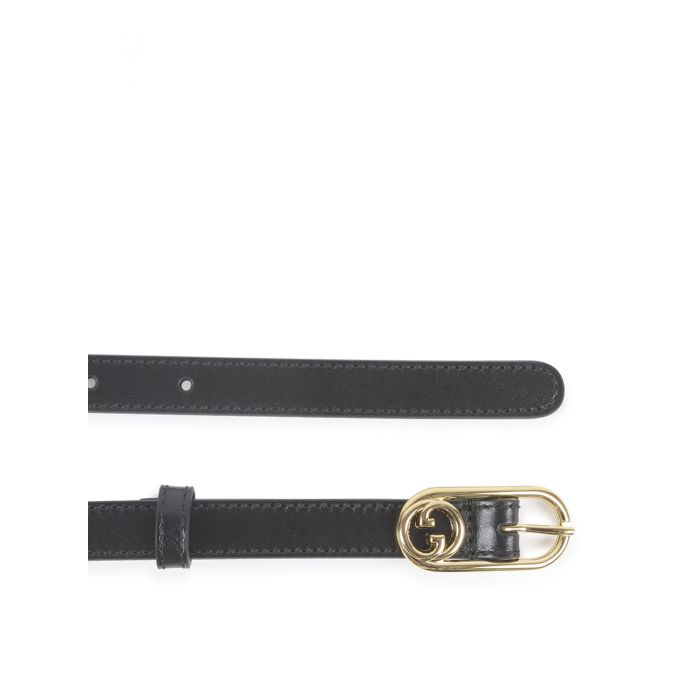 Gucci - Thin belt with round interlocking GG