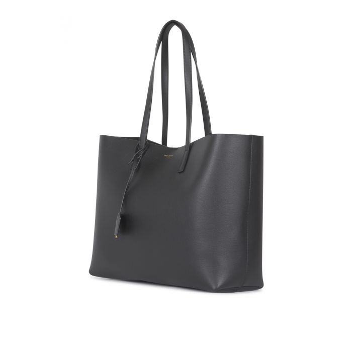 SAINT LAURENT - Black leather shopping bag