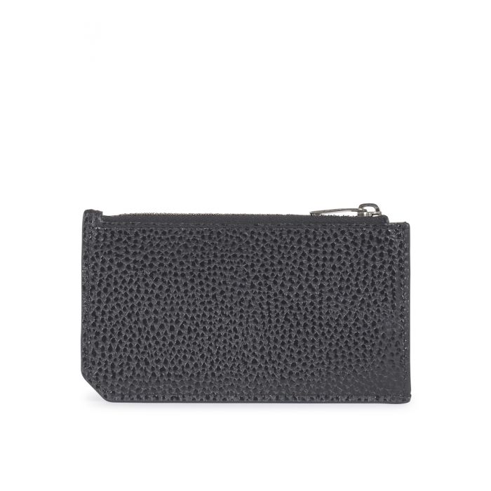SAINT LAURENT - Tiny cassandre fragments zipped card holder in grained leather