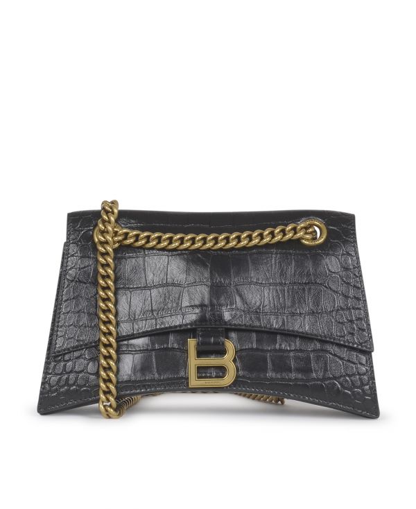 SMALL BAG WITH CRUSH CHAIN ​​WITH CROCODILE SKIN PRINT FOR WOMEN IN BLACK