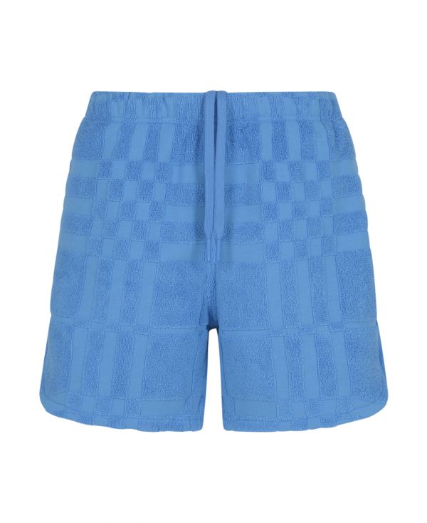 Light-blue terry fabric bermuda shorts