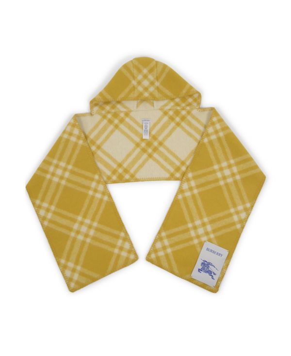 BURBERRY YELLOW WOOL SCARF WITH HOOD