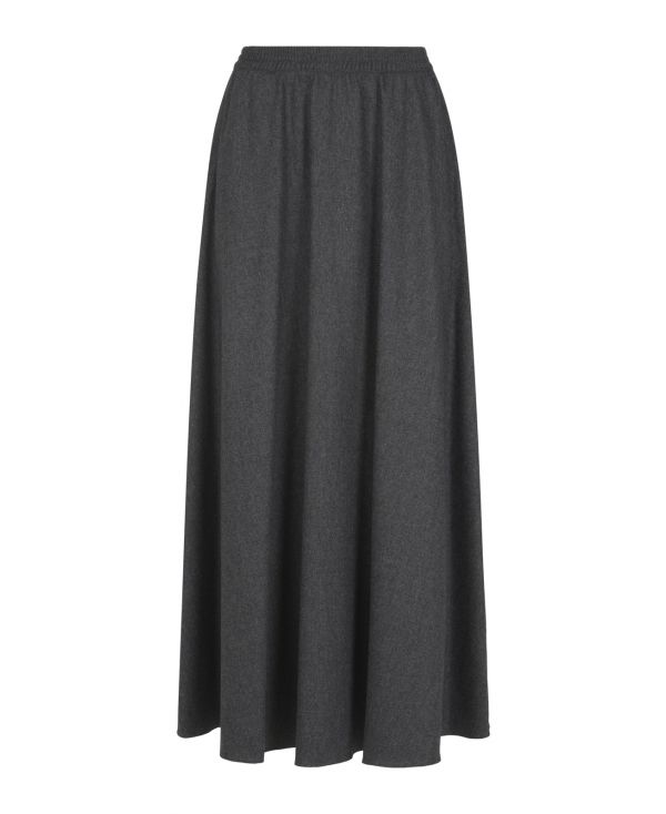 Melange virgin wool flannel long skirt