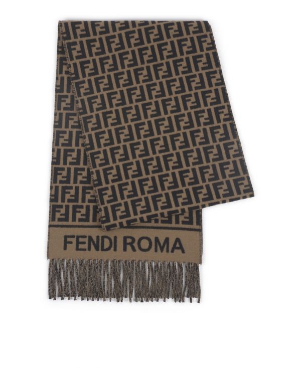 Brown wool and cashmere scarf