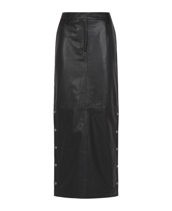 leather pencil midi skirt