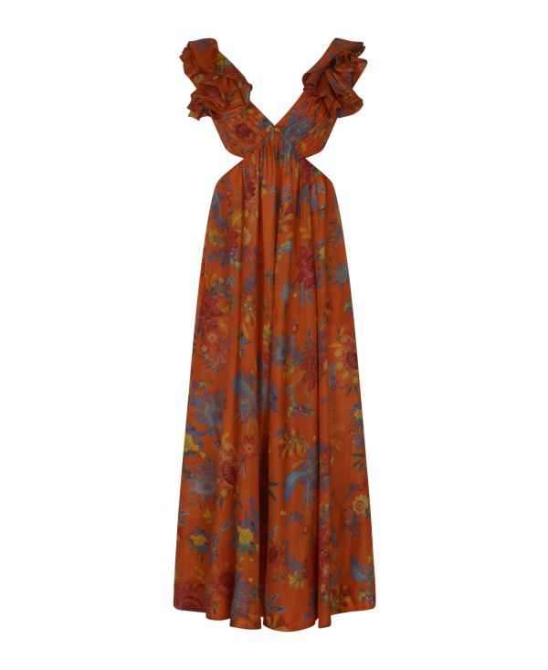Ginger floral-print silk midi dress