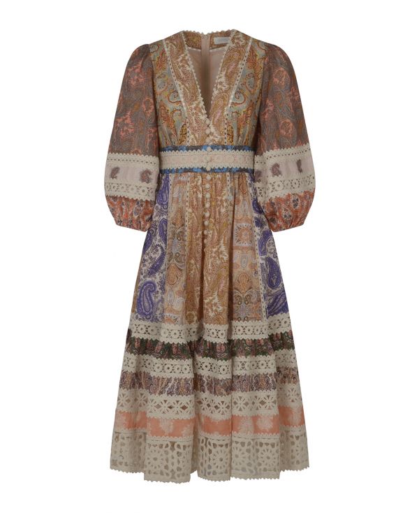 Devi Printed Linen Midi Dress