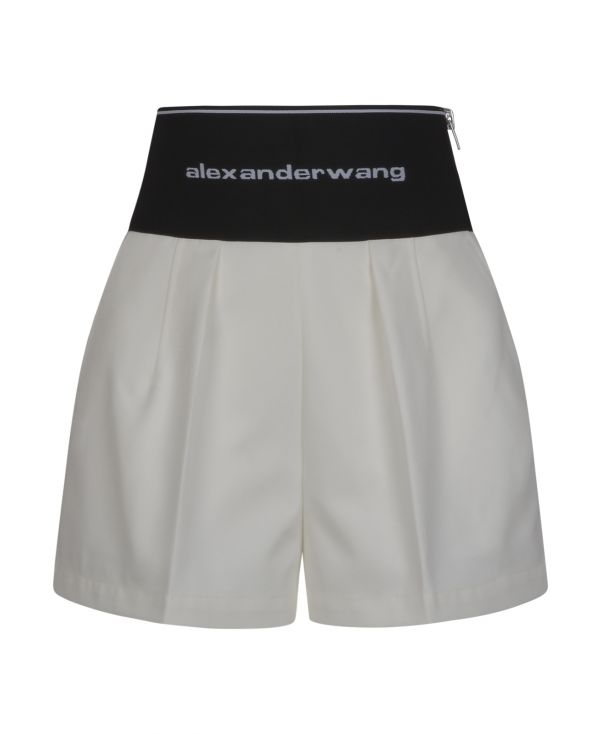 Logo-waist pleat-detail shorts