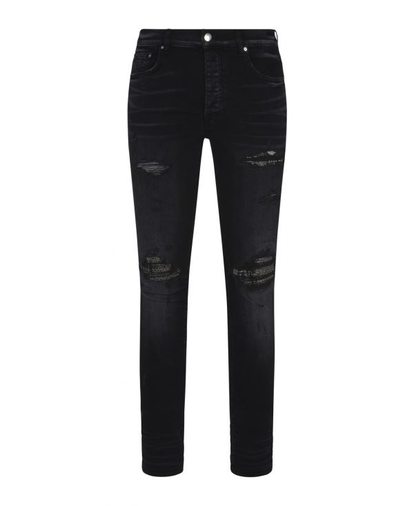 MX1 bouclé-trim skinny jeans