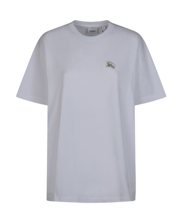 Oversize cotton T-shirt with crystal Equestrian Knight emblem