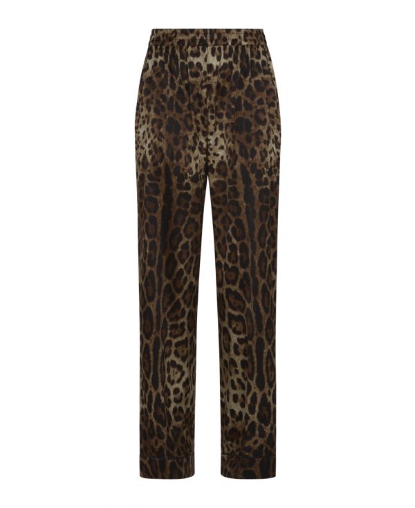 Leopard-print straight trousers