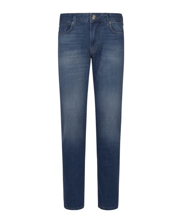 Faded-effect straight-leg jeans