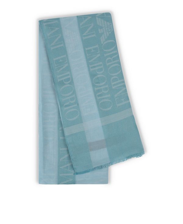Striped monogram-print scarf