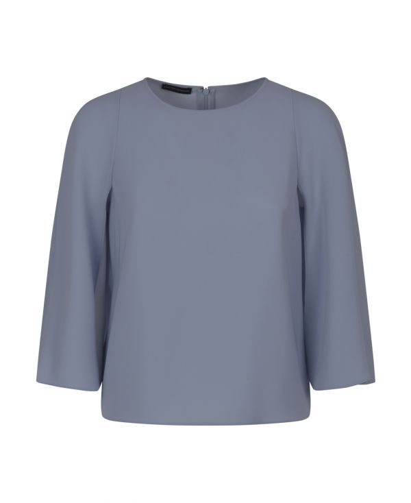 Cape-sleeved round-neck blouse