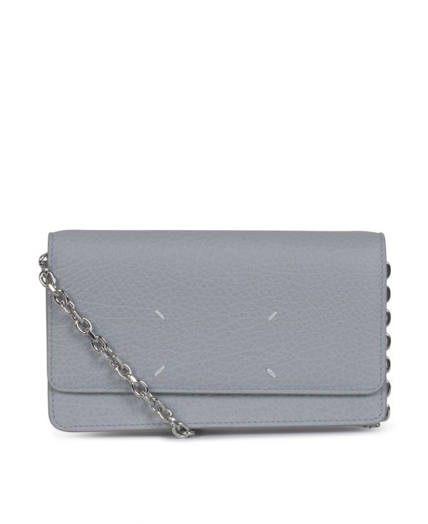 Grained leather clutch bag