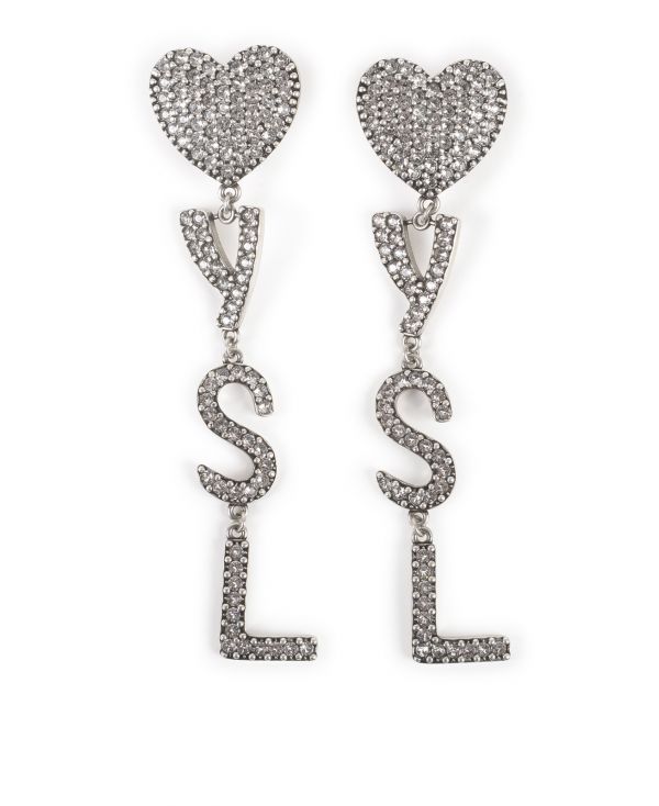 Opyum YSL Heart earrings in metal and crystal