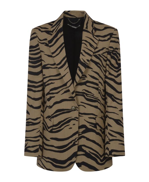 Tiger-print double-breasted blazer