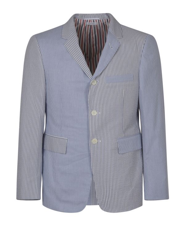 Seersucker patchwork tailored blazer
