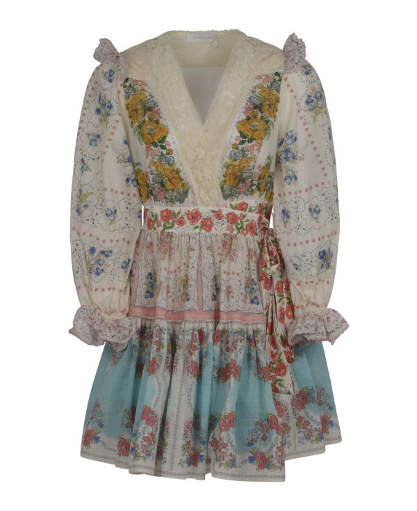Clover Patched floral-print wrap minidress