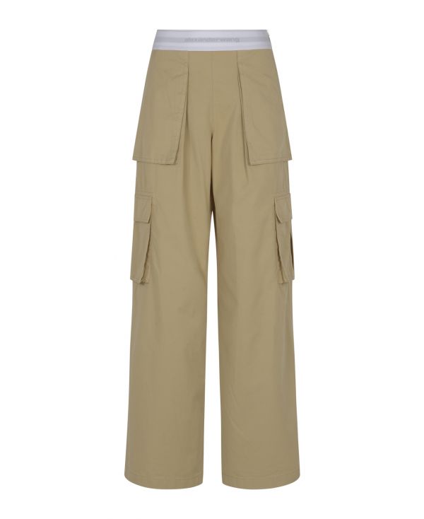 MID RISE CARGO RAVE PANT WITH LOGO ELASTIC