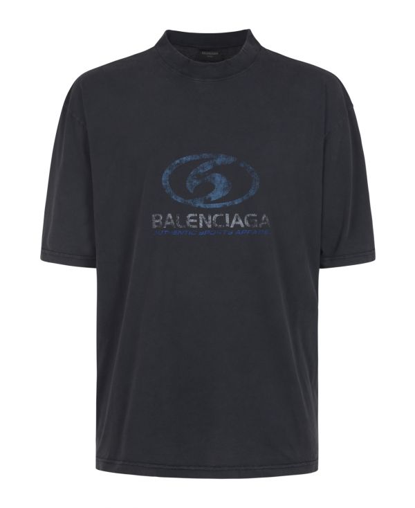 Surfer Medium Fit T-shirt in black and blue fine jersey