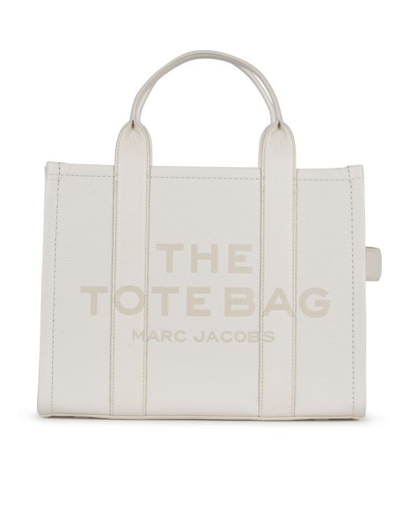 The Medium tote bag in cotton/silver leather