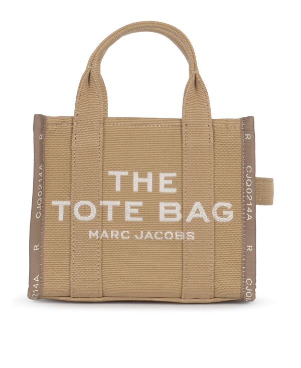 The jacquard small tote bag in camel