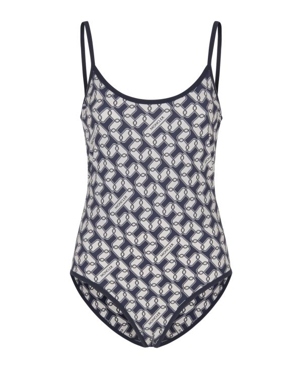 Blue and white swimming costume