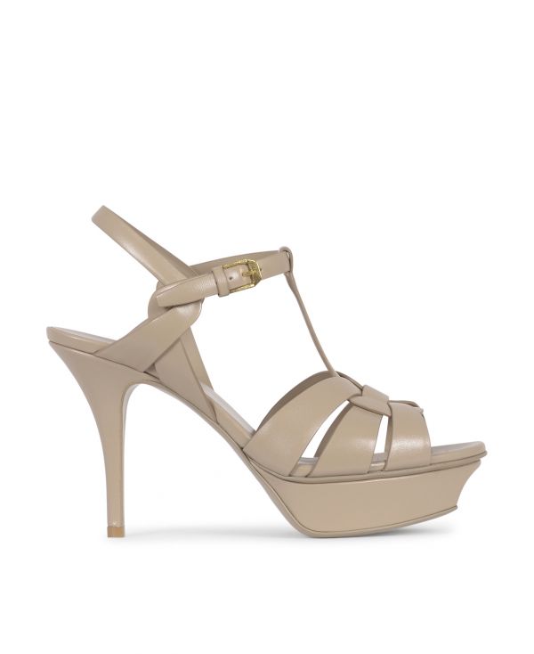 Tribute platform sandals in smooth leather