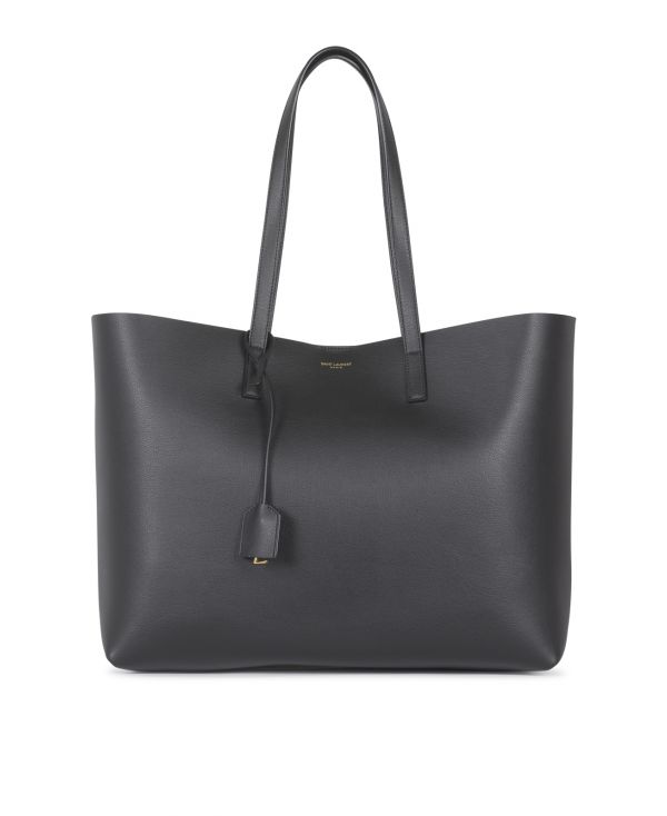 Black leather shopping bag