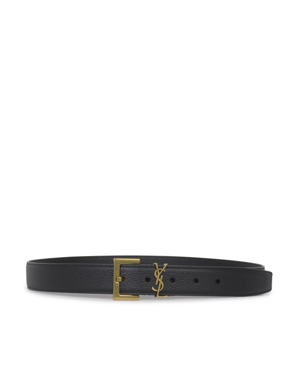 Cassandre belt in grained leather with square buckle