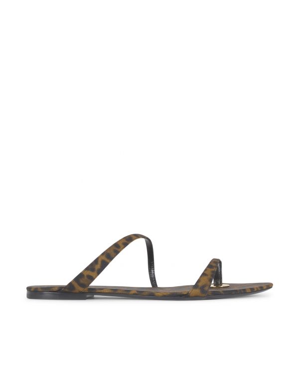 Tanger sandals in grosgrain with leopard motif