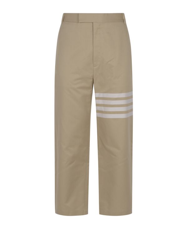UNCONSTRUCTED STRAIGHT LEG SINGLE WELT POCKET TROUSER IN ENGINEERED 4 BAR COTTON SUITING