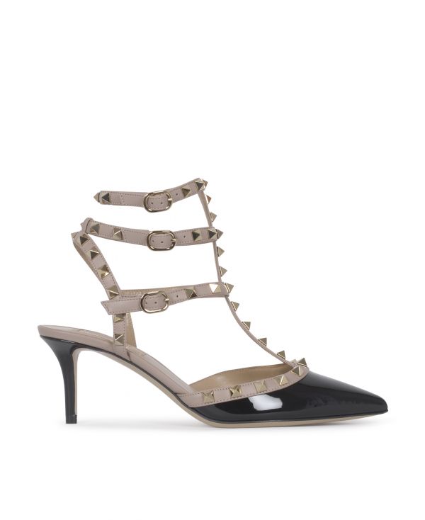 Patent leather pumps with Rockstud ankle strap