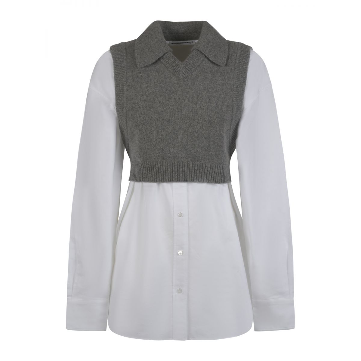 ALEXANDER WANG - Oxford shirt with attached vest top
