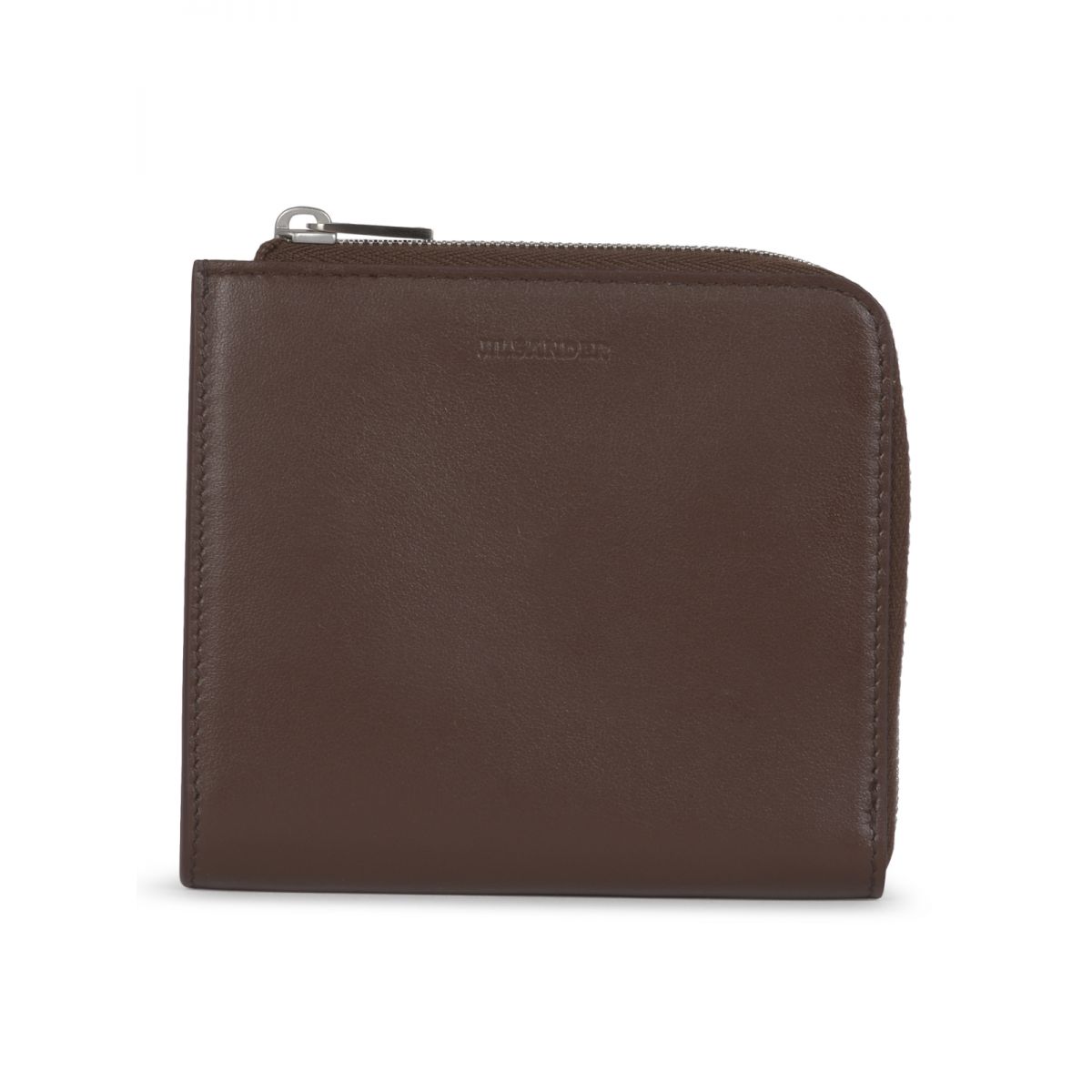 JIL SANDER - Zipped leather credit card purse with embossed Jil Sander log