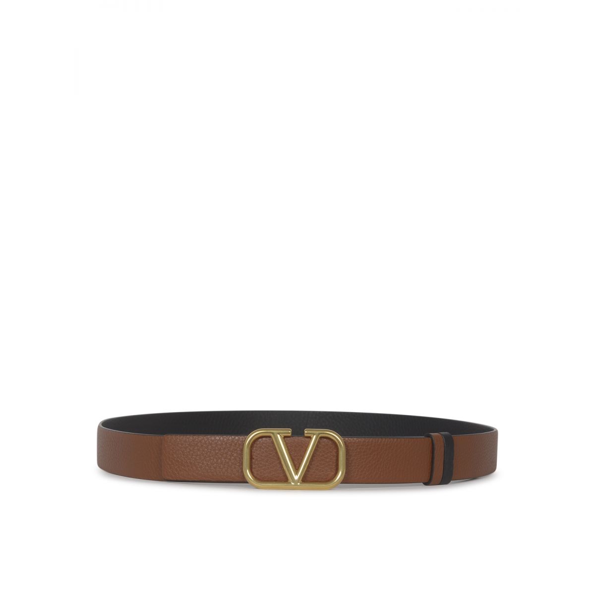 Valentino - Cinturón de piel con logo V dorado