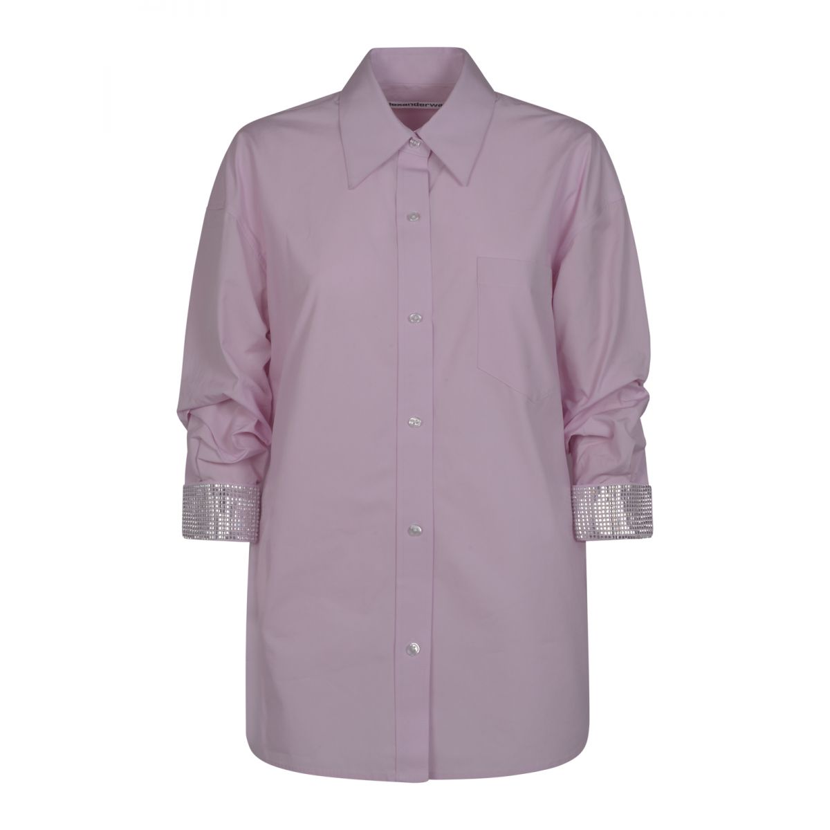 ALEXANDER WANG - Crystal cuff button down in cotton poplin shirt