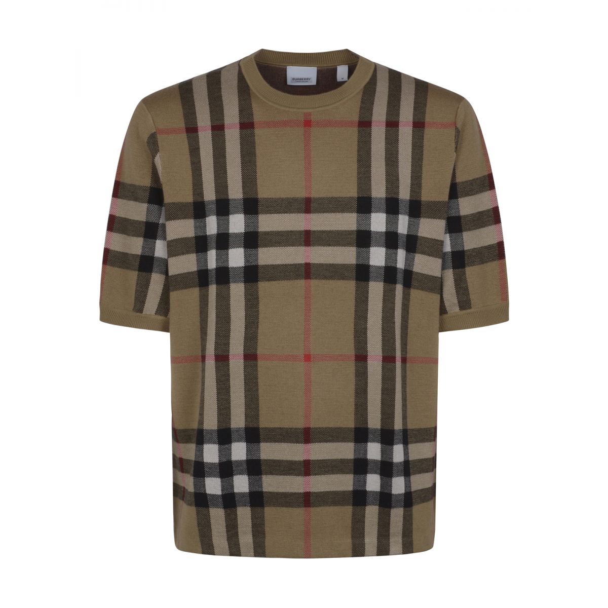 BURBERRY - Short-sleeved jacquard wool and silk sweater