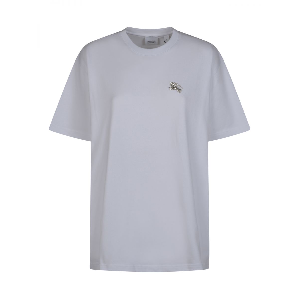 BURBERRY - Camiseta oversize de algodón con emblema Equestrian Knight de cristales