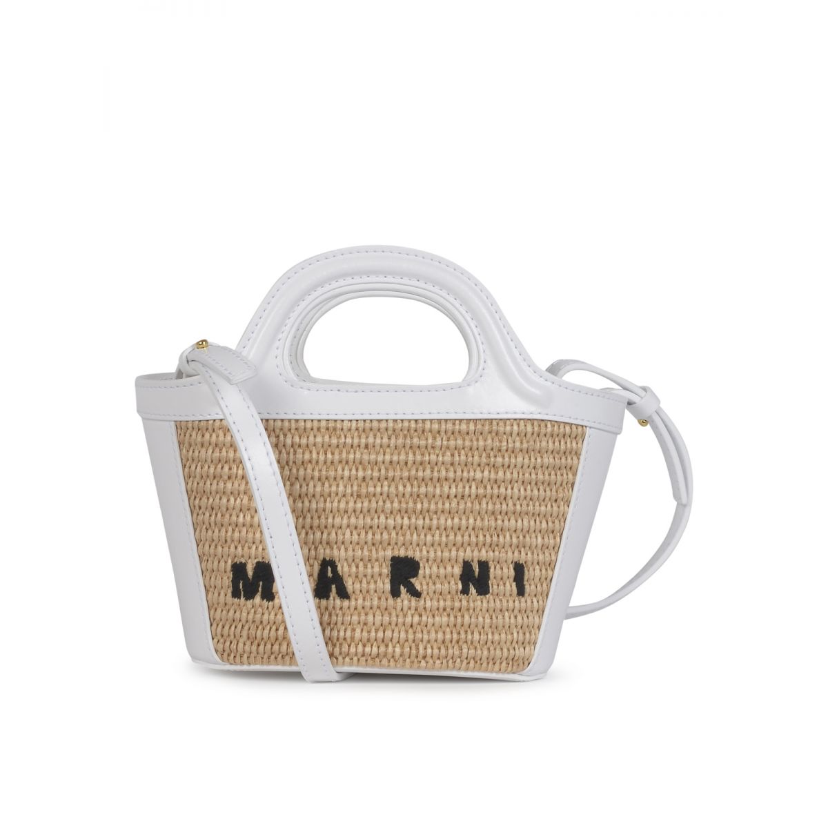 MARNI - Tropicalia micro bag in white leather and raffia